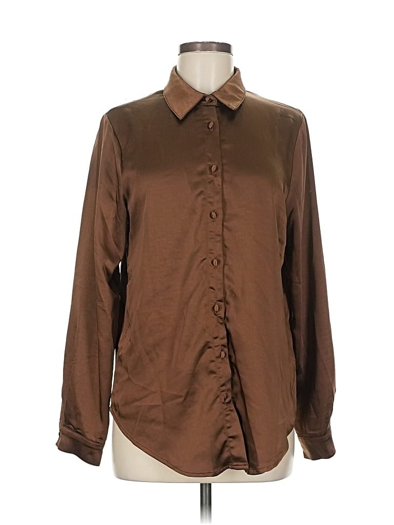 Pre-owned Princess Polly Long Sleeve Blouse In Brown