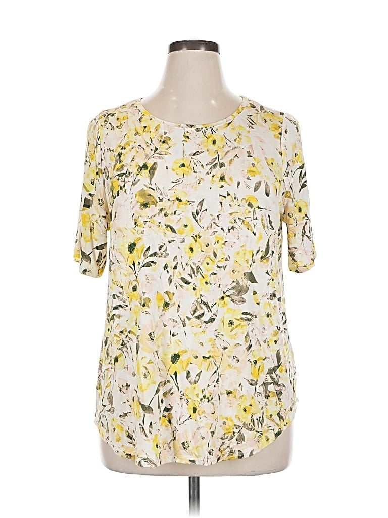 Pre-owned Lane Bryant 3/4 Sleeve T-shirt In Yellow