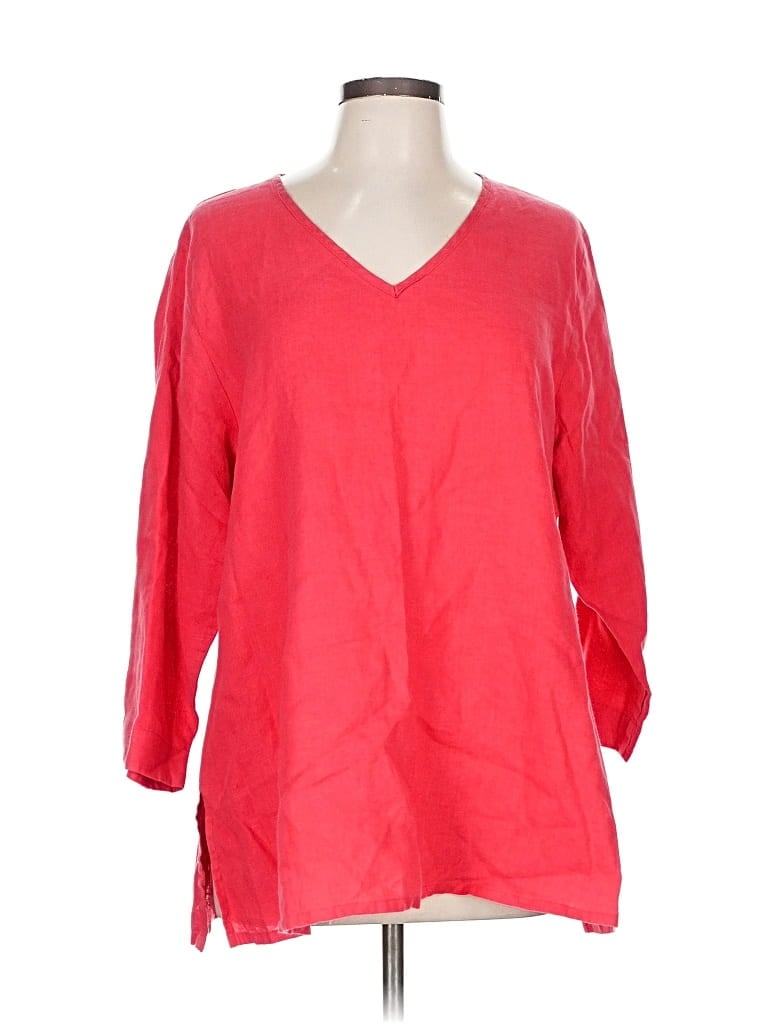 Pre-owned Flax 3/4 Sleeve Blouse In Red