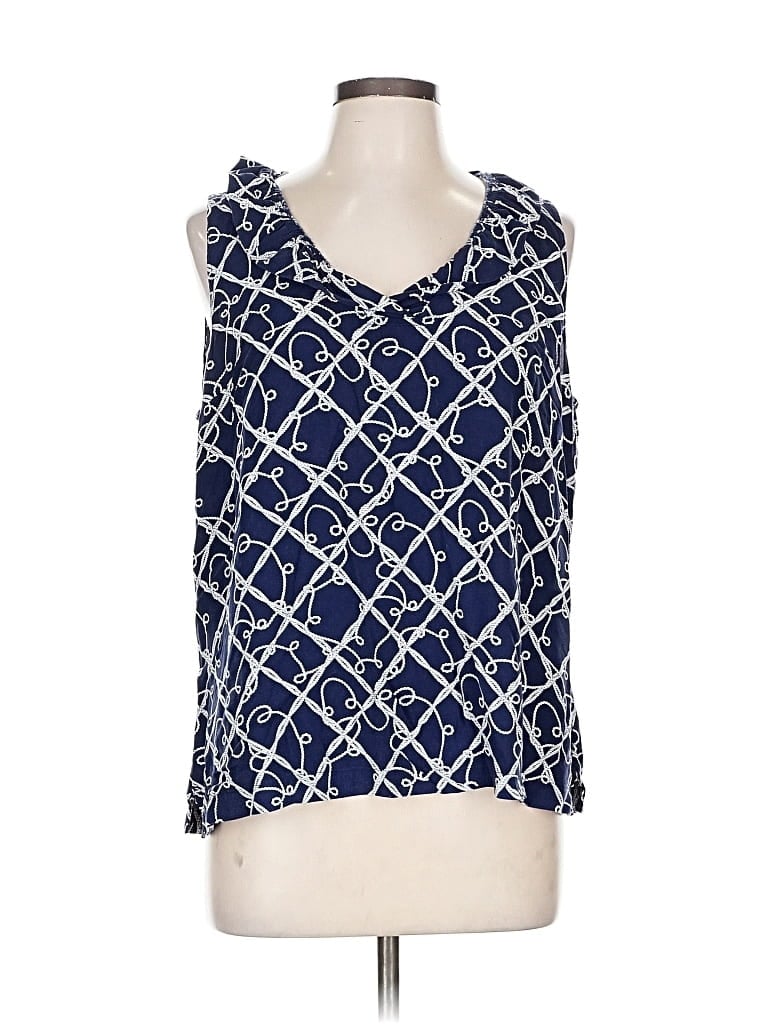 Pre-owned Crown & Ivy Tank Top Blue Open Neckline Tops