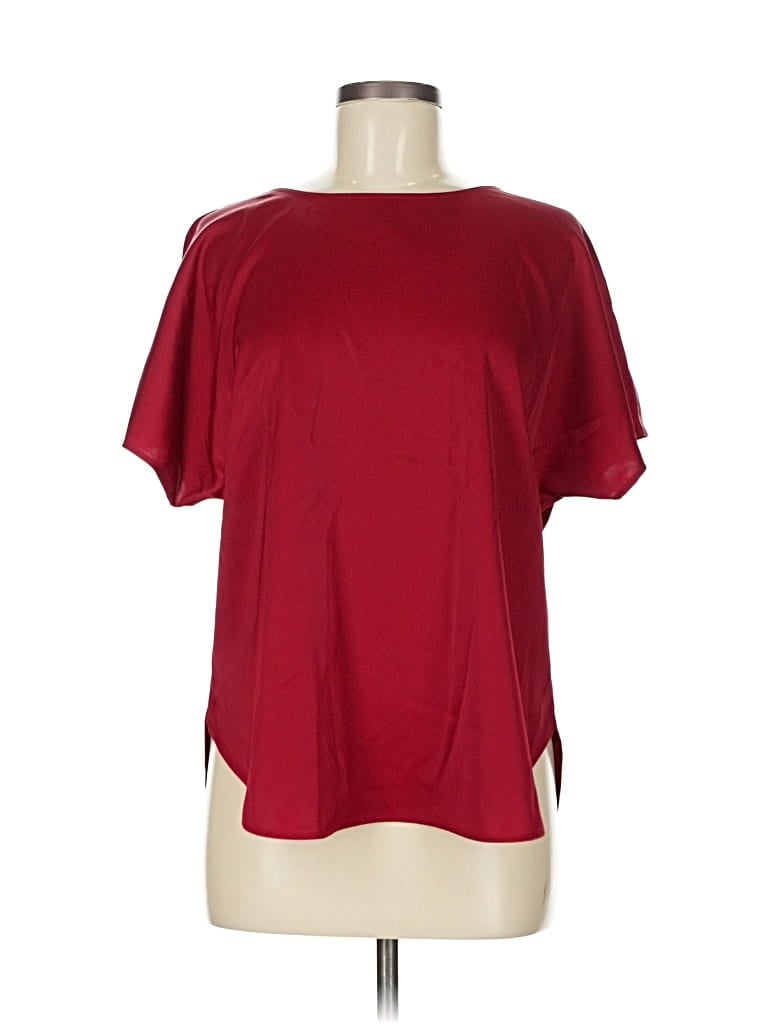 Pre-owned Anne Klein Short Sleeve Blouse In Burgundy