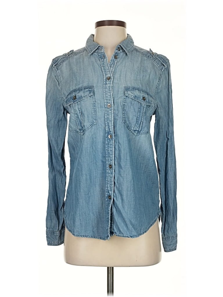 Pre-owned American Eagle Outfitters Long Sleeve Button Down Shirt In Blue