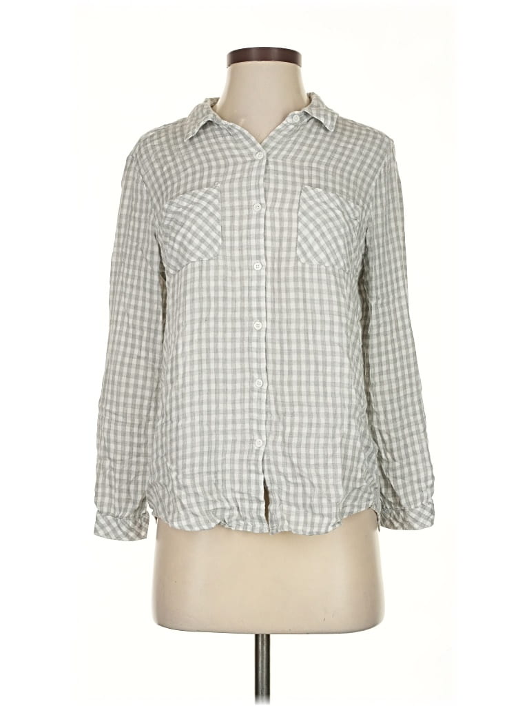Pre-owned Catherine Malandrino 3/4 Sleeve Button Down Shirt In Gray
