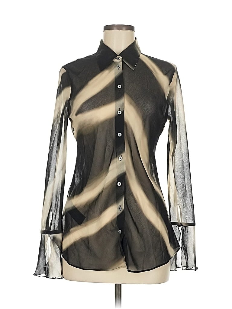 Pre-owned Mng Long Sleeve Blouse In Black