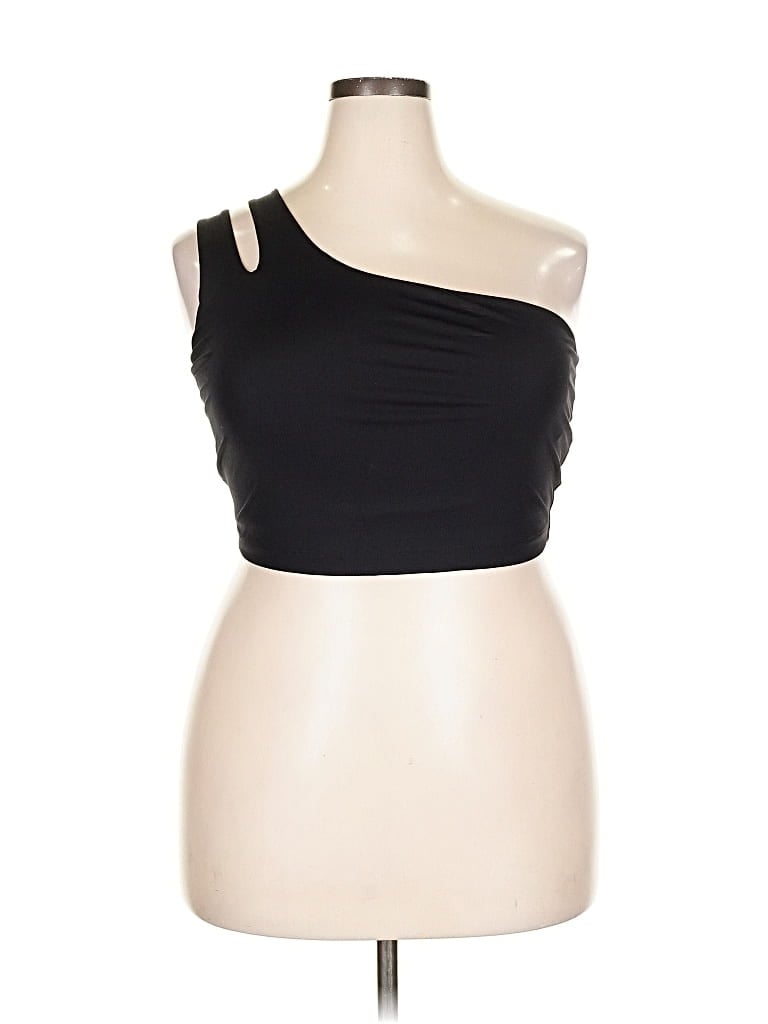 Pre-owned Fabletics Sleeveless Top Black One Shoulder Neckline Tops