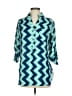 The Rage 100% Polyester Chevron-herringbone Teal Blue 3/4 Sleeve Blouse Size S - photo 1
