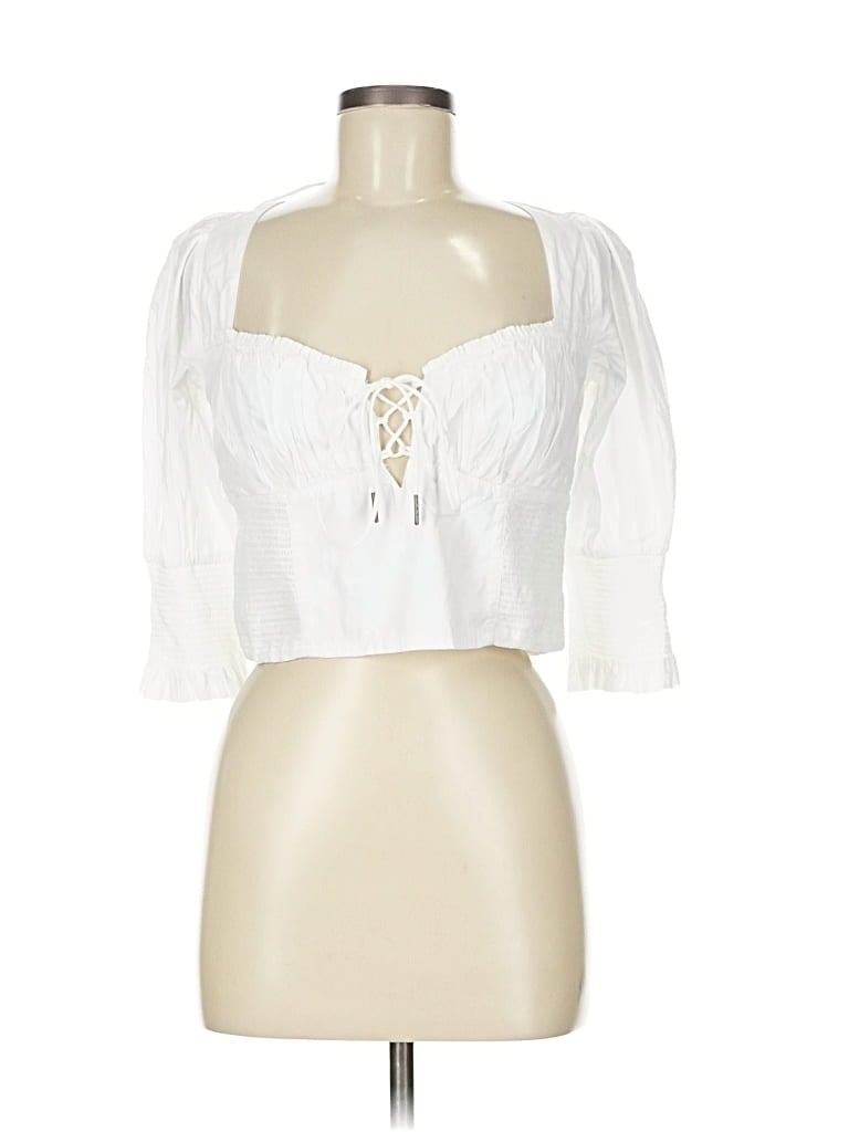 Pre-owned Free People 3/4 Sleeve Blouse In White