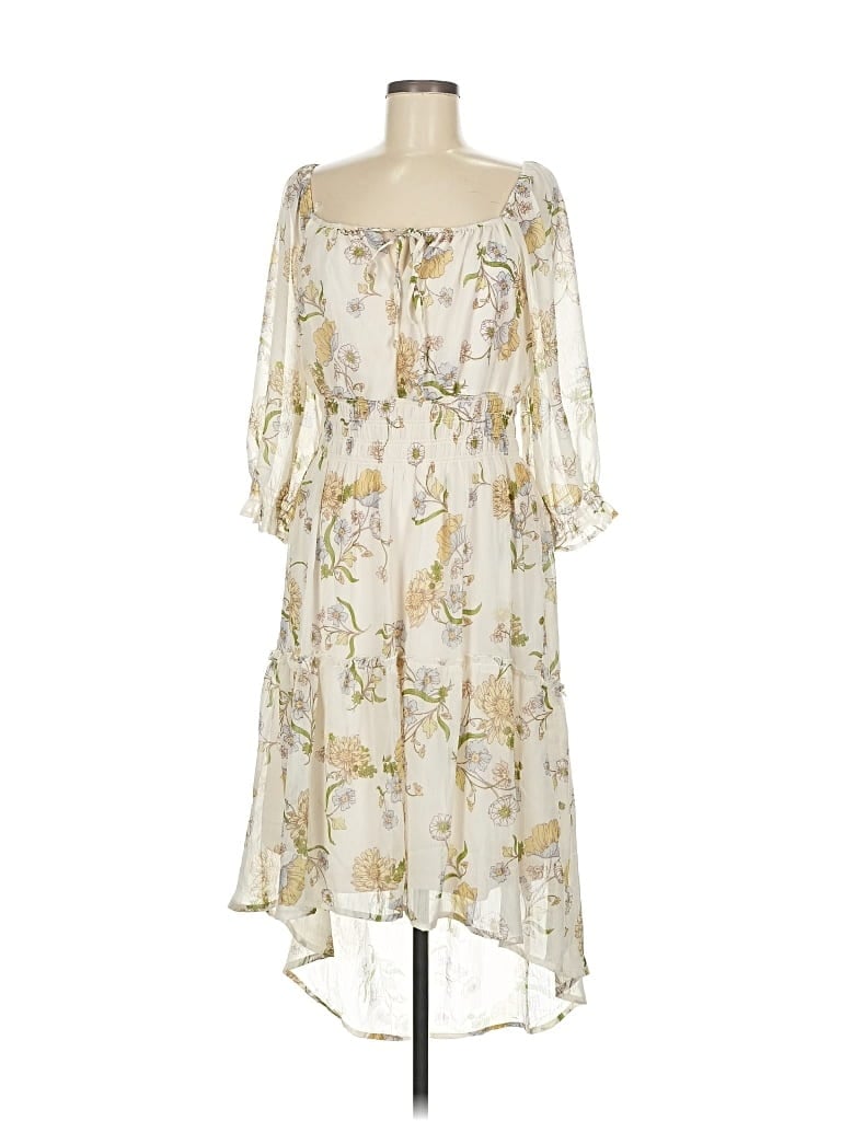 Pre-owned Fig And Flower Casual Dress In White