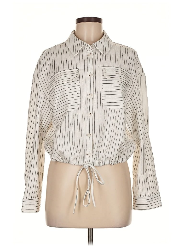 Adrianna Papell Long Sleeve Blouse In White