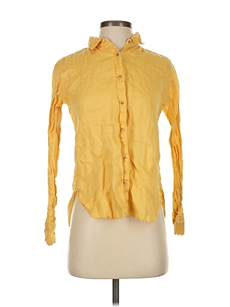 Pre-owned Uniqlo Long Sleeve Blouse In Yellow