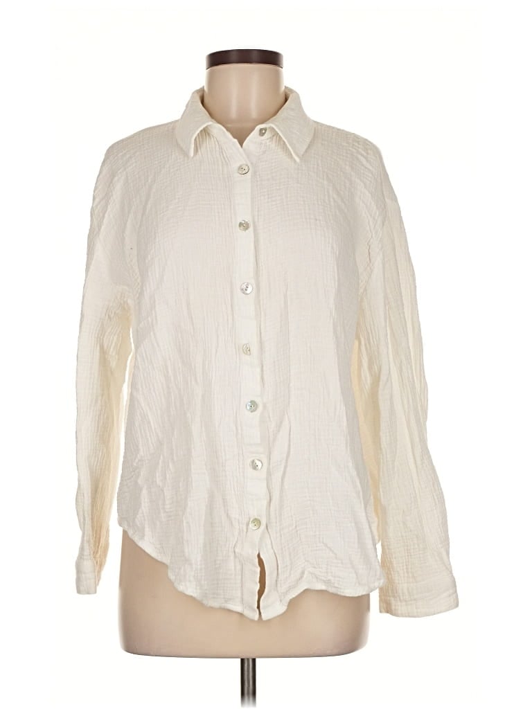 Pre-owned Princess Polly Long Sleeve Button Down Shirt In White