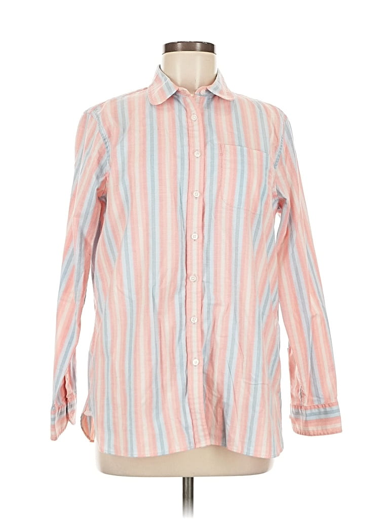 Pre-owned Lands' End Long Sleeve Button Down Shirt In Pink