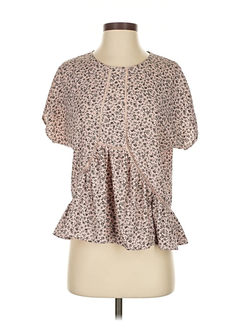 Pre-owned Harlowe & Graham Short Sleeve Blouse In Brown