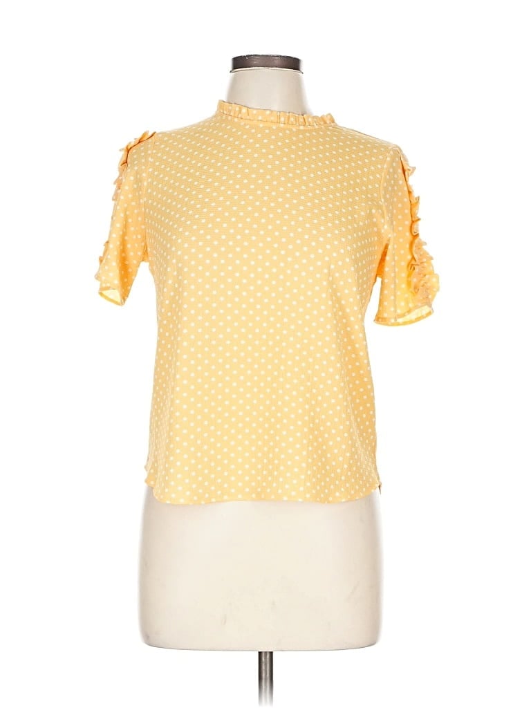 Pre-owned Monteau Short Sleeve Blouse In Yellow