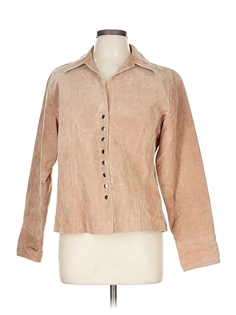 Pre-owned Coldwater Creek Leather Jacket In Brown