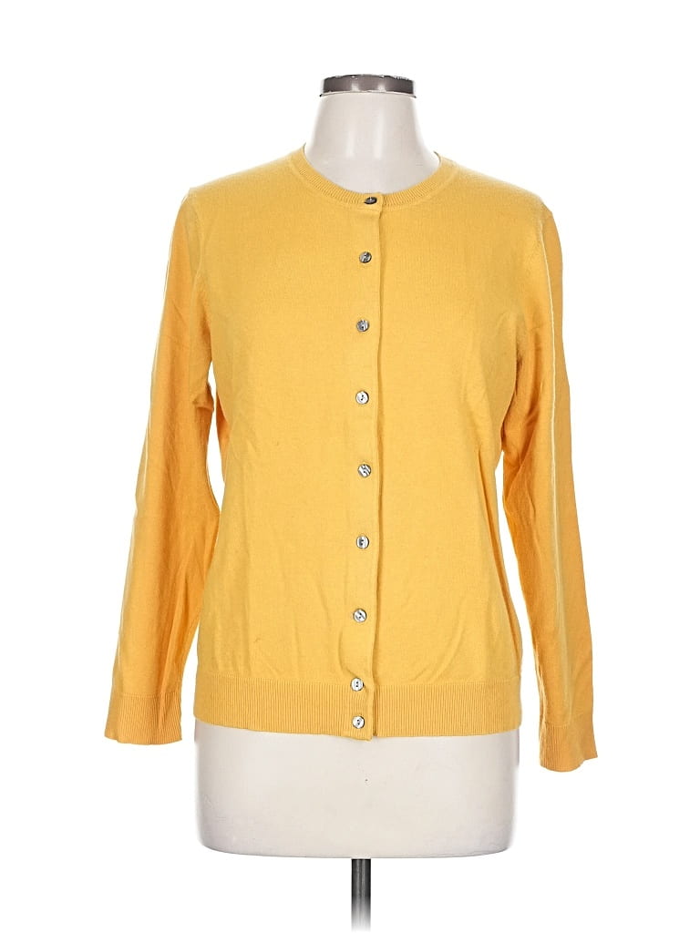 Pre-owned Karen Scott Cardigan Sweater In Yellow