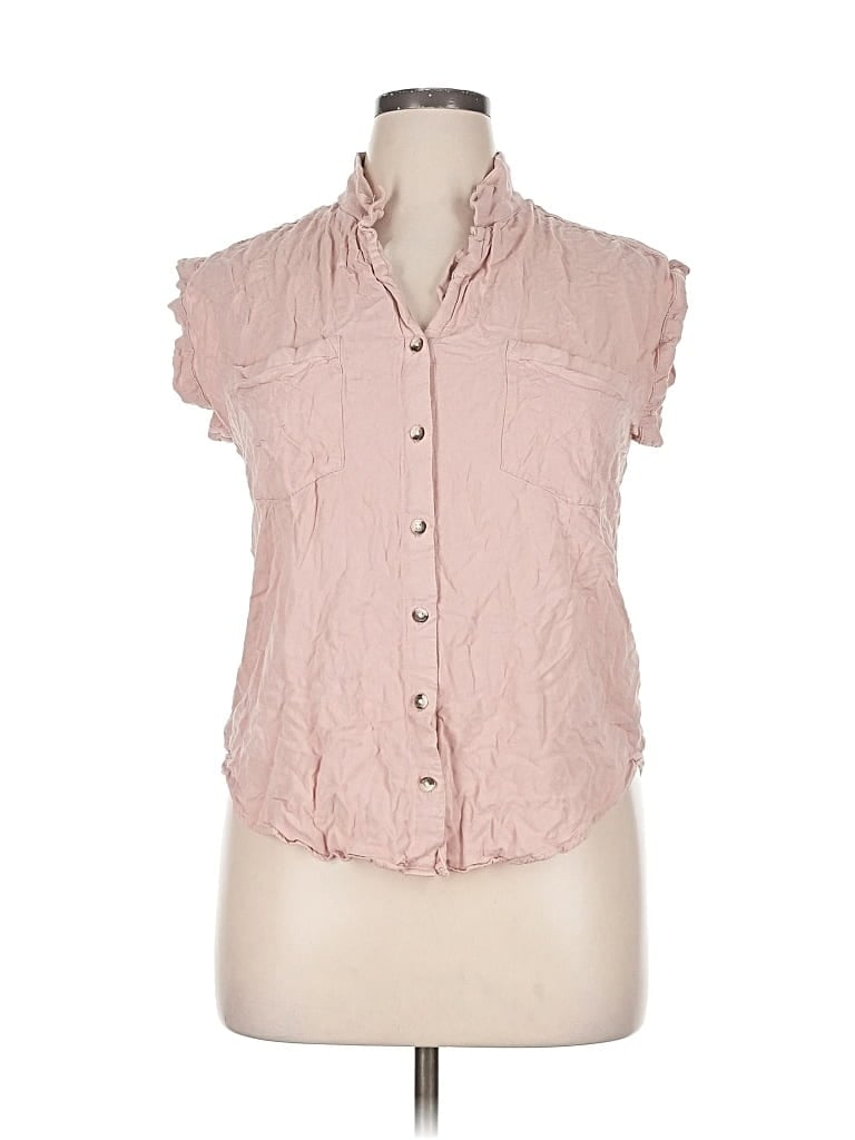 Pre-owned Jachs Girlfriend Sleeveless Button Down Shirt In Pink