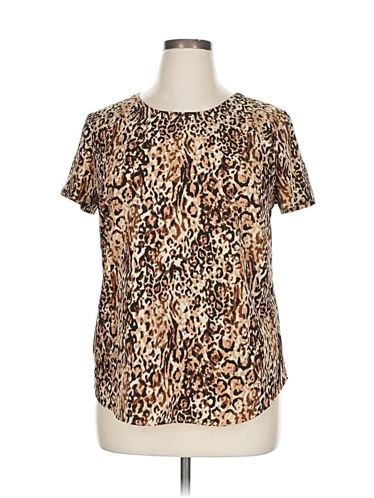 Pre-owned Merona Short Sleeve Blouse In Brown