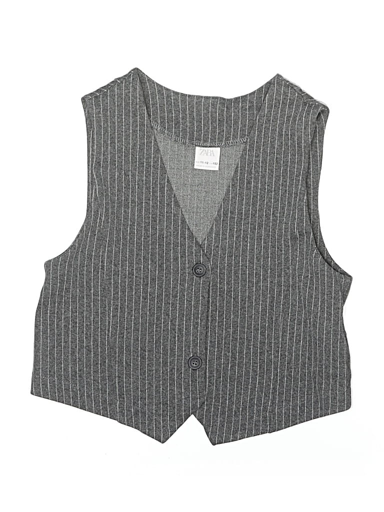 Pre-owned Zara Kids' Sleeveless Top Gray Plunge Neckline Tops
