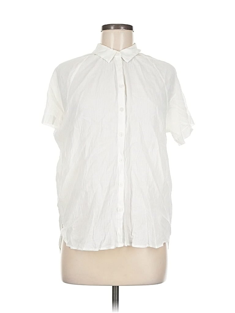 Pre-owned Madewell Short Sleeve Blouse In White