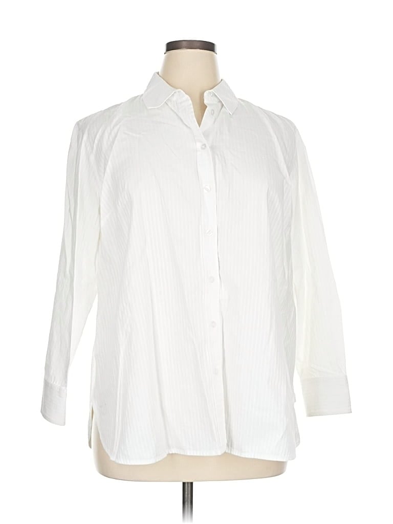 Pre-owned Draper James 3/4 Sleeve Button Down Shirt In White