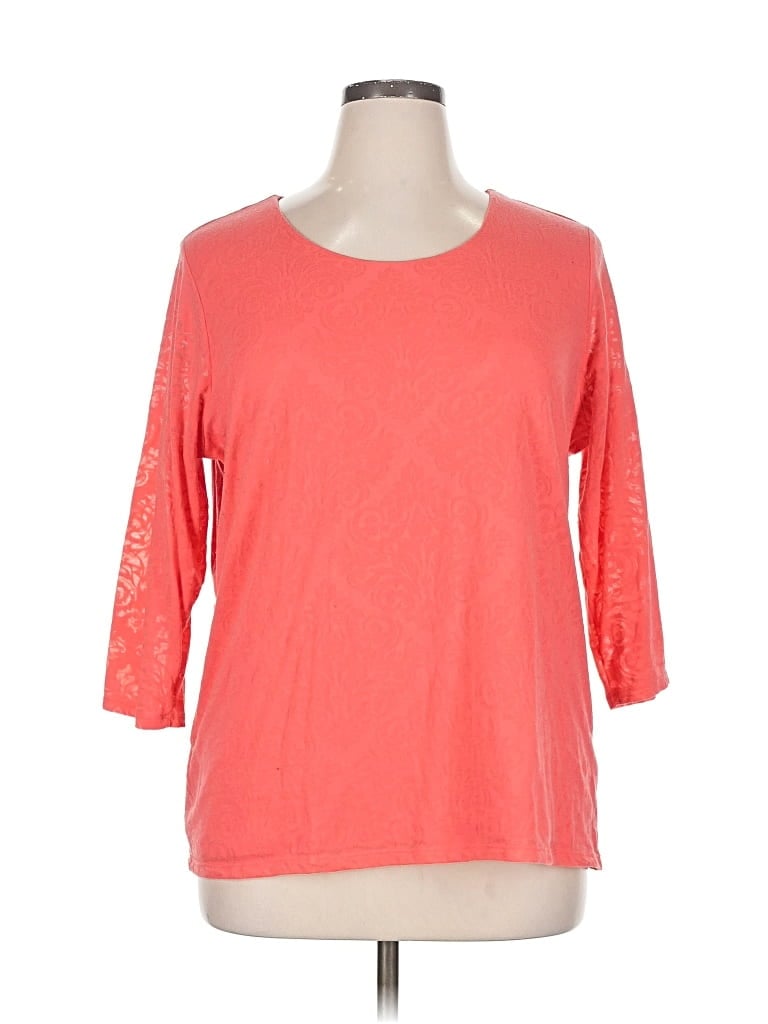 Pre-owned Coldwater Creek 3/4 Sleeve T-shirt In Orange