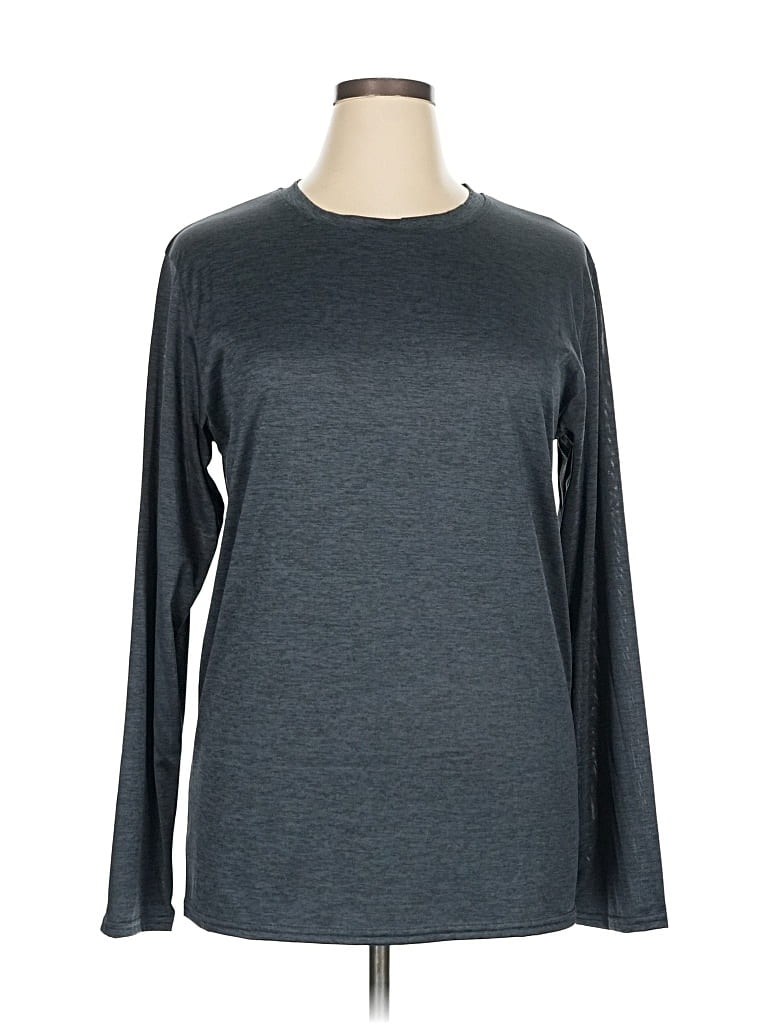 Pre-owned Real Essentials Long Sleeve T-shirt In Gray