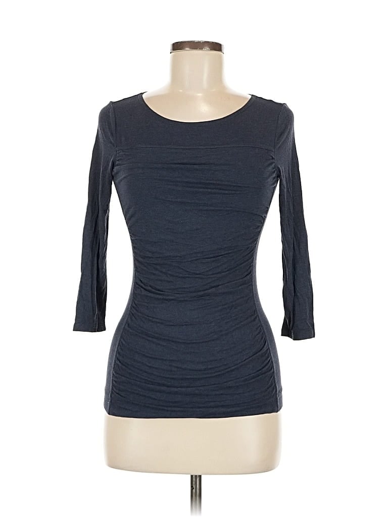 Pre-owned Theory 3/4 Sleeve Top Gray Boatneck Tops