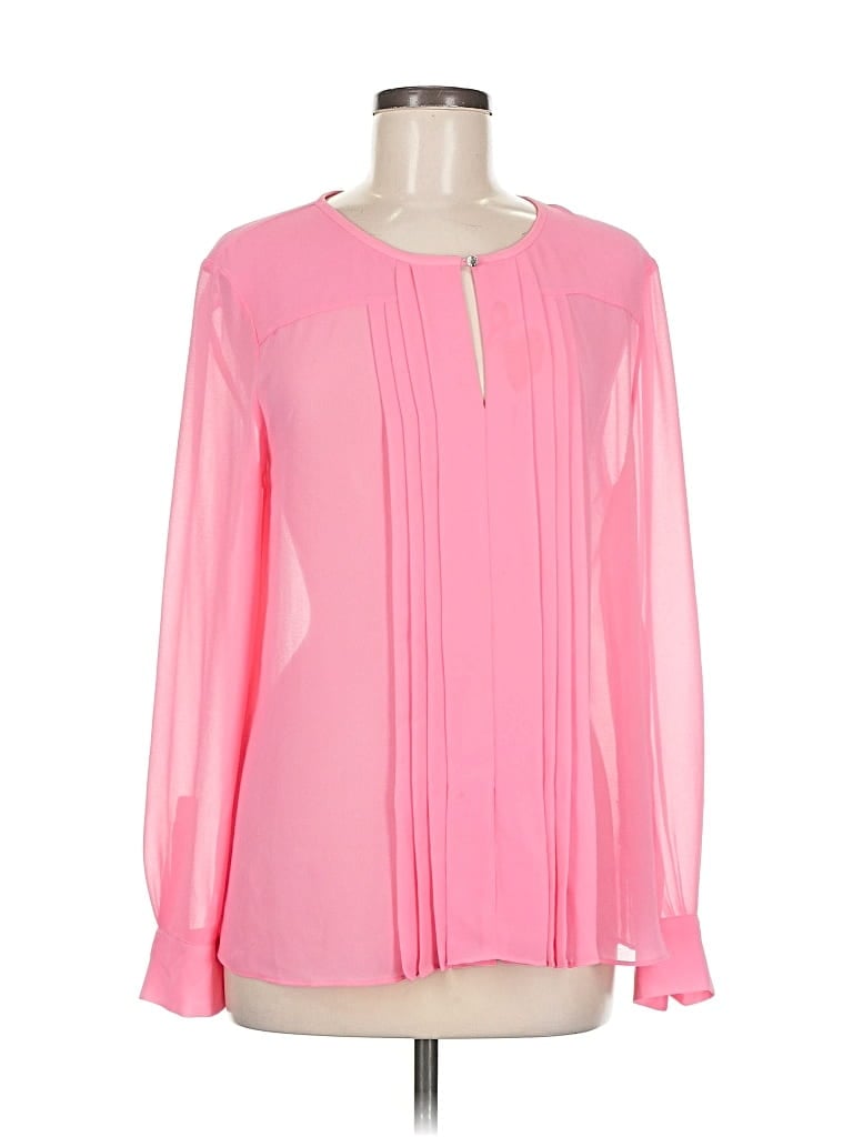 Pre-owned Ellen Tracy Long Sleeve Blouse In Pink