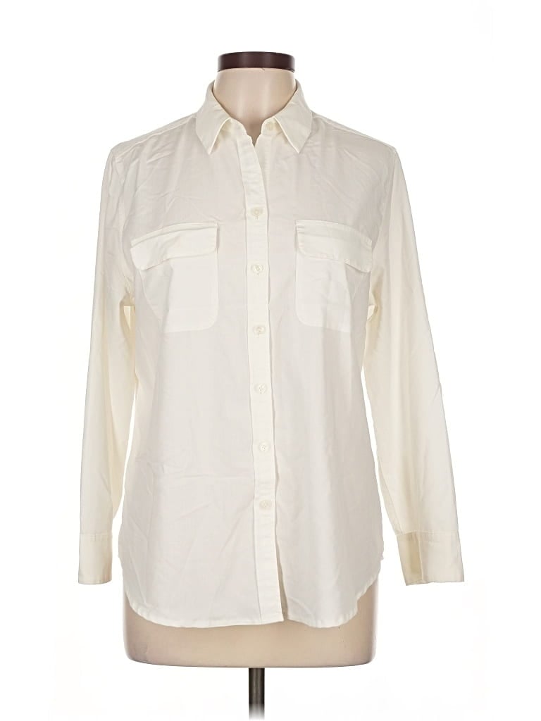 Pre-owned Chico's Long Sleeve Button Down Shirt In White