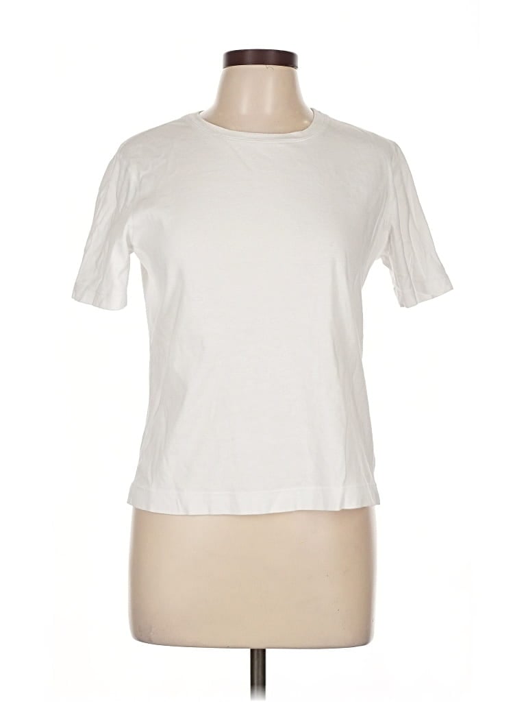 Pre-owned Three Dots Short Sleeve T-shirt In White