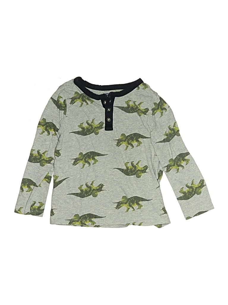 Pre-owned Old Navy Kids' Long Sleeve Henley Shirt In Gray