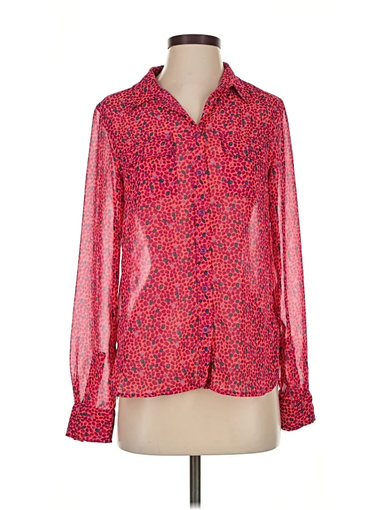 Pre-owned American Eagle Outfitters Long Sleeve Blouse In Red