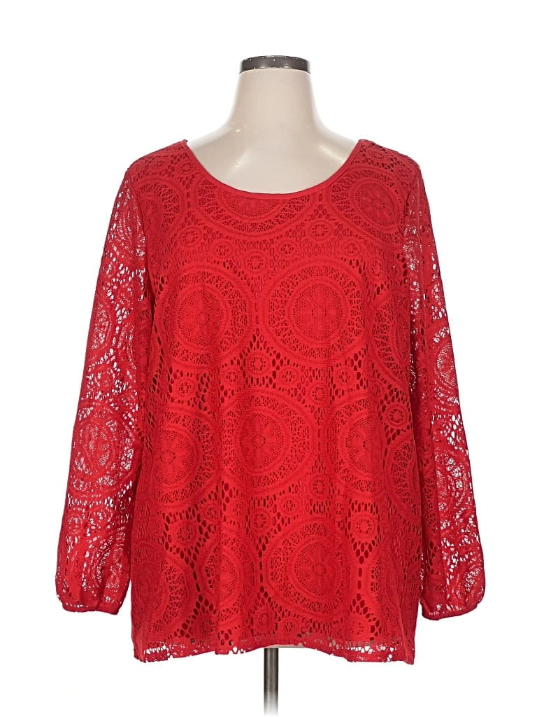 Pre-owned Assorted Brands 3/4 Sleeve Blouse In Red