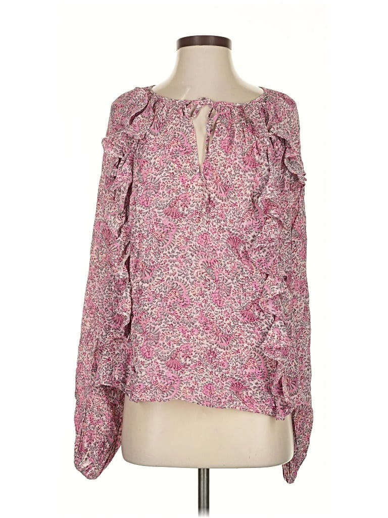 Pre-owned Ann Taylor Long Sleeve Blouse In Pink