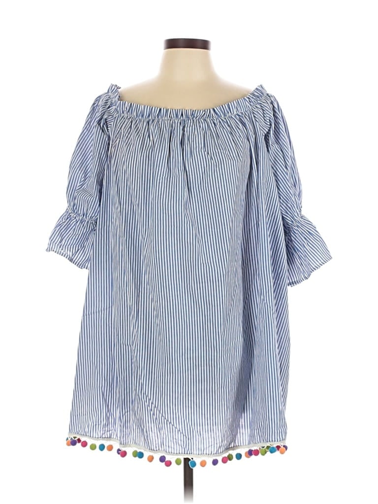 Pre-owned Lea & Viola 3/4 Sleeve Blouse In Blue