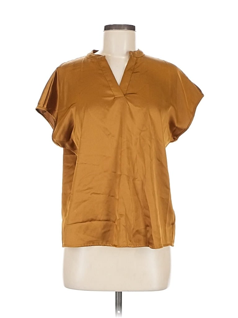 Pre-owned Nicole Miller Short Sleeve Blouse In Brown