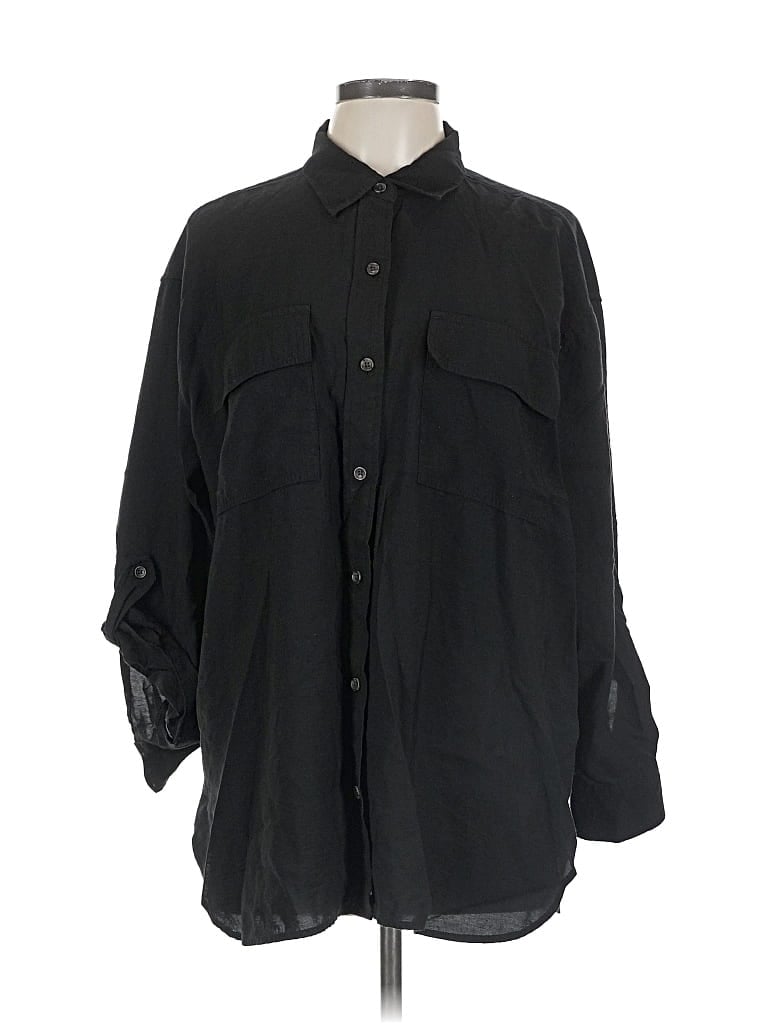 Pre-owned Banana Republic Factory Store 3/4 Sleeve Button Down Shirt In Black