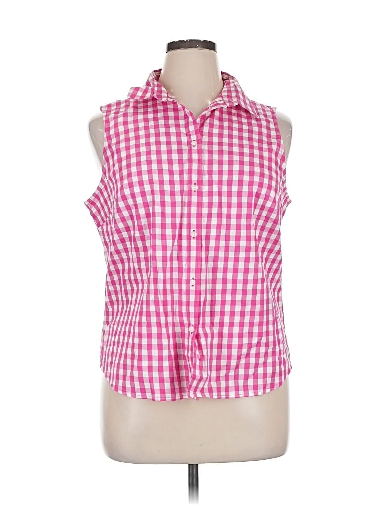 Pre-owned J.crew Factory Store Sleeveless Button Down Shirt In Pink