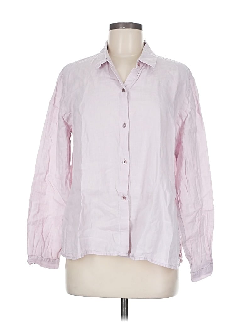 Pre-owned Eileen Fisher Long Sleeve Button Down Shirt In Pink