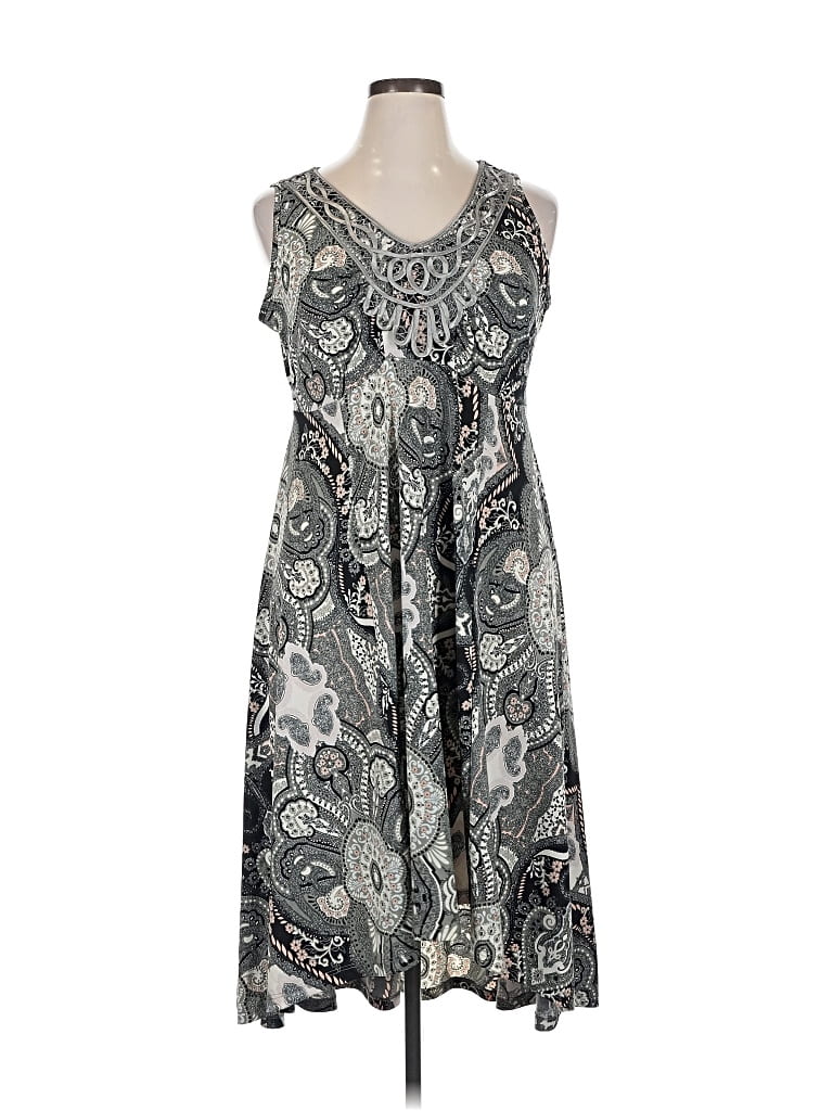 Pre-owned One World Casual Dress In Gray