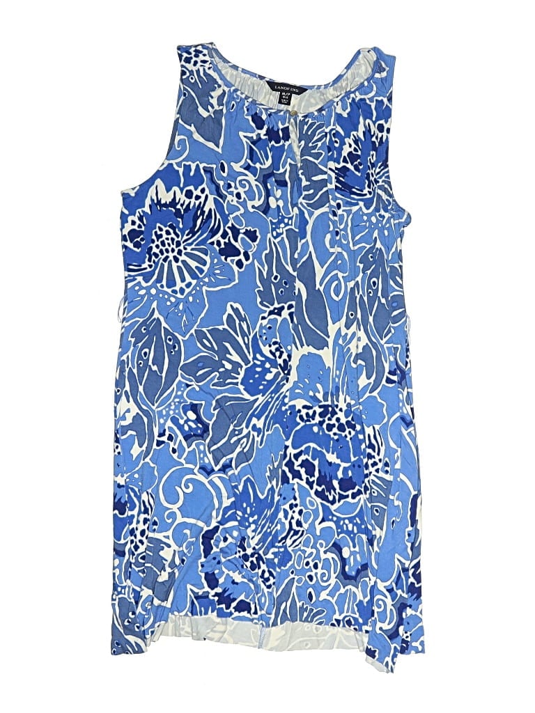 Pre-owned Lands' End Kids' Dress In Blue