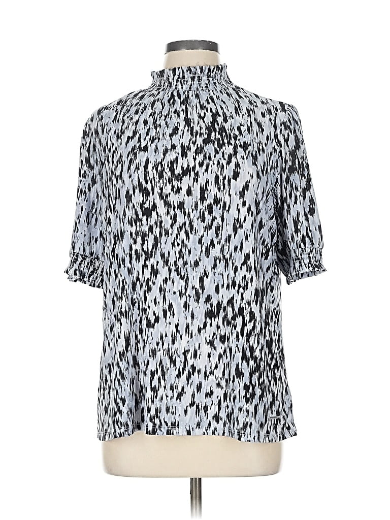 Pre-owned Anne Klein Short Sleeve Blouse In Silver