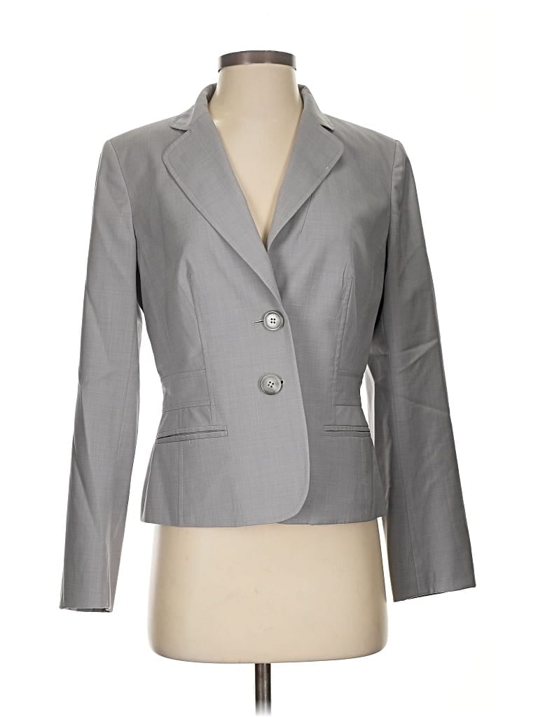 Pre-owned Ann Taylor Loft Wool Blazer Jacket In Gray