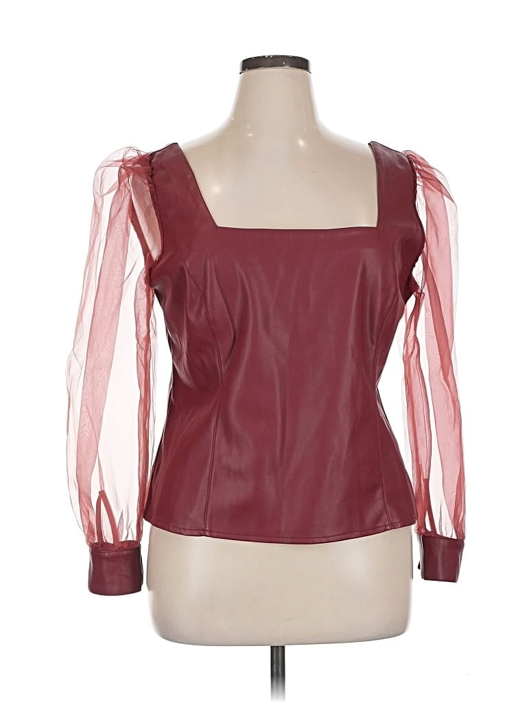 Pre-owned Marc New York Andrew Marc Long Sleeve Blouse In Burgundy