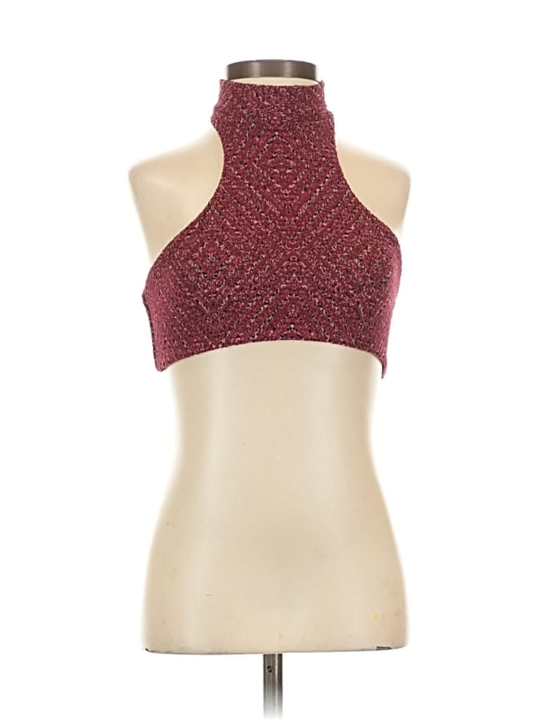 Pre-owned Beach Riot Sleeveless Top Burgundy Halter Neckline Tops