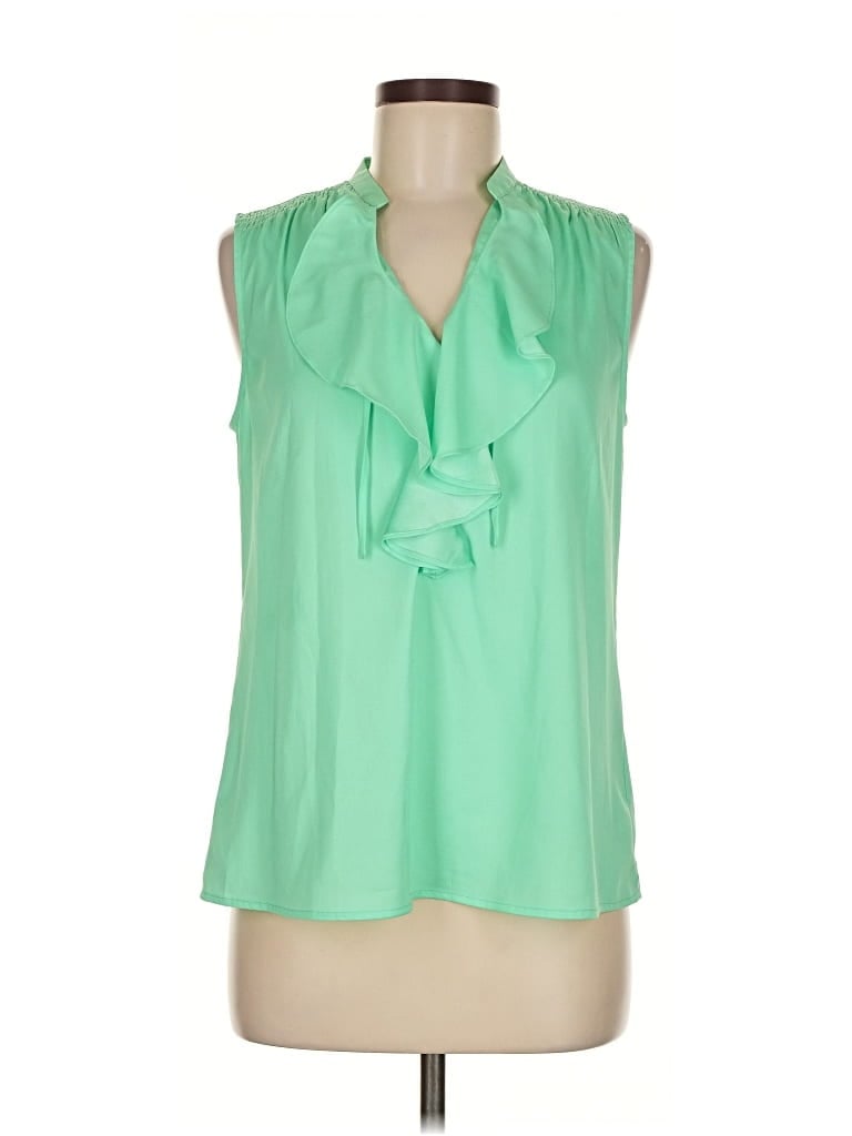 Pre-owned Ann Taylor Sleeveless Blouse In Green