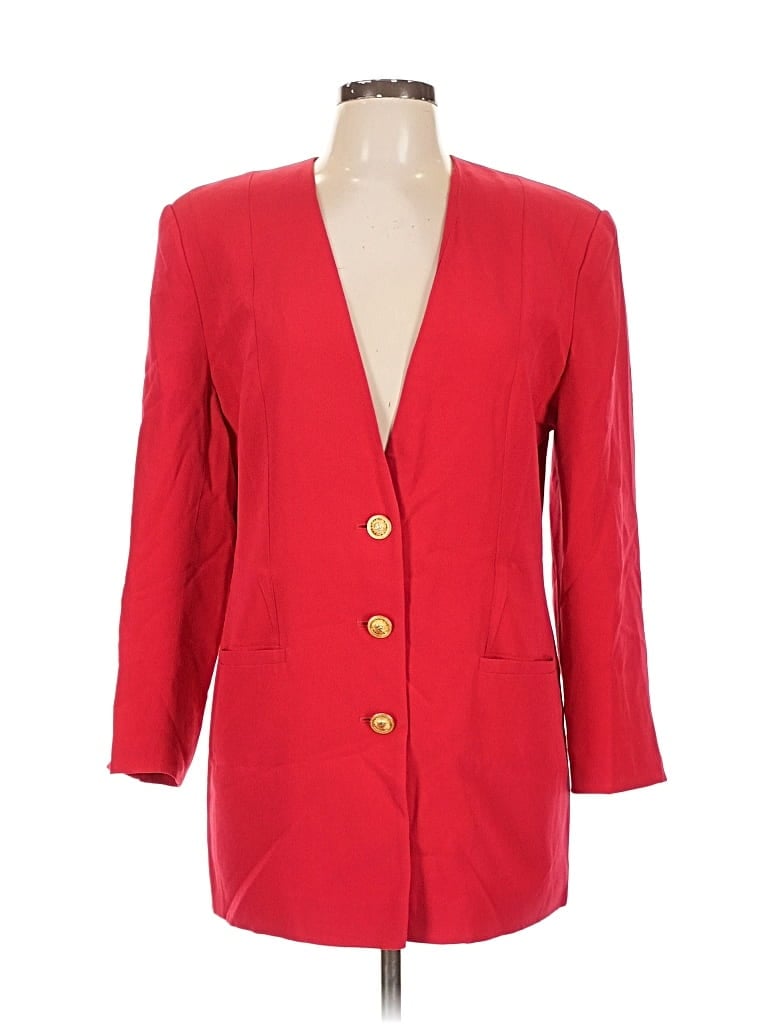 Pre-owned Peter Nygard Silk Blazer Jacket In Red