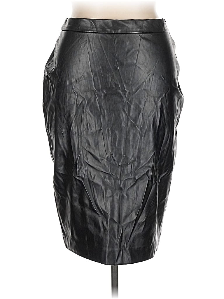 Pre-owned Lane Bryant Faux Leather Skirt In Black