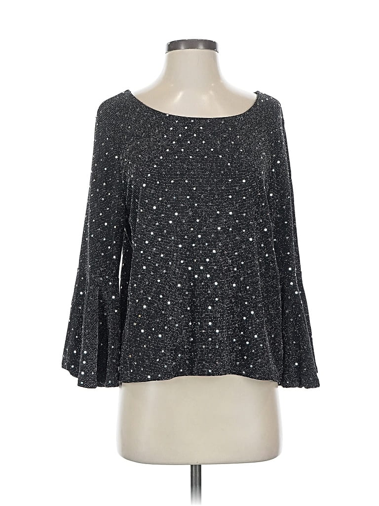 Pre-owned Nally & Millie 3/4 Sleeve Top Silver Square Neckline Tops